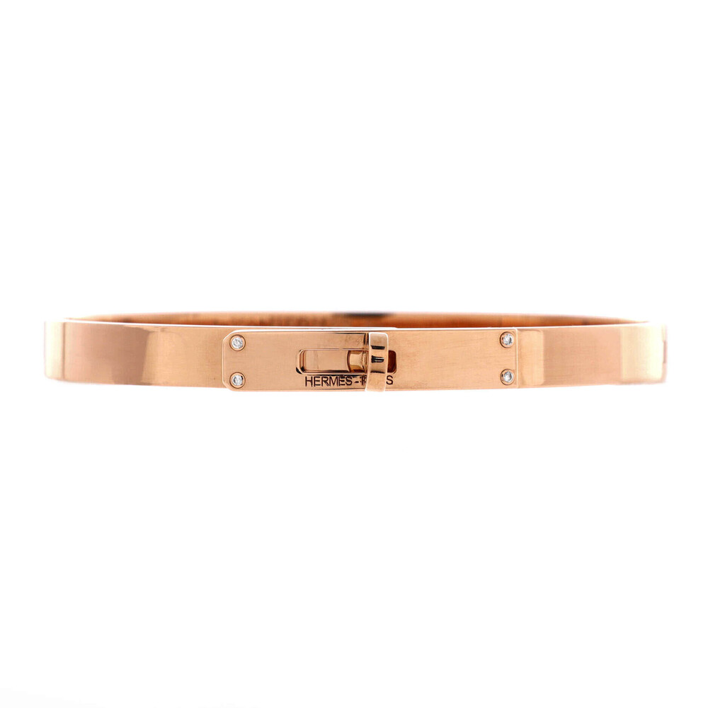 Hermes Small Kelly Bracelet 18K Rose Gold with 4 Diamonds